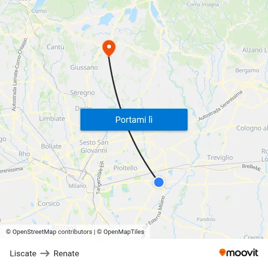 Liscate to Renate map