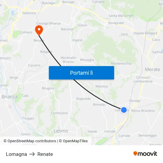 Lomagna to Renate map