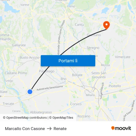 Marcallo Con Casone to Renate map