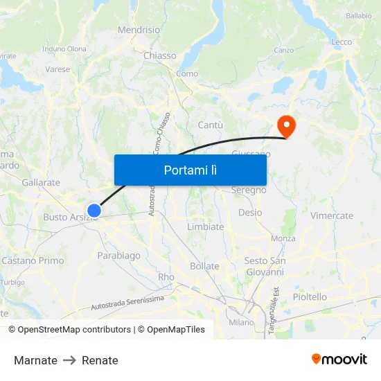 Marnate to Renate map