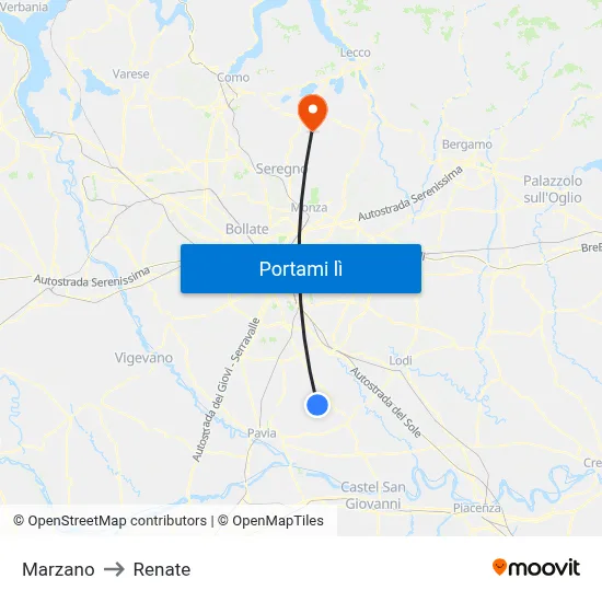 Marzano to Renate map