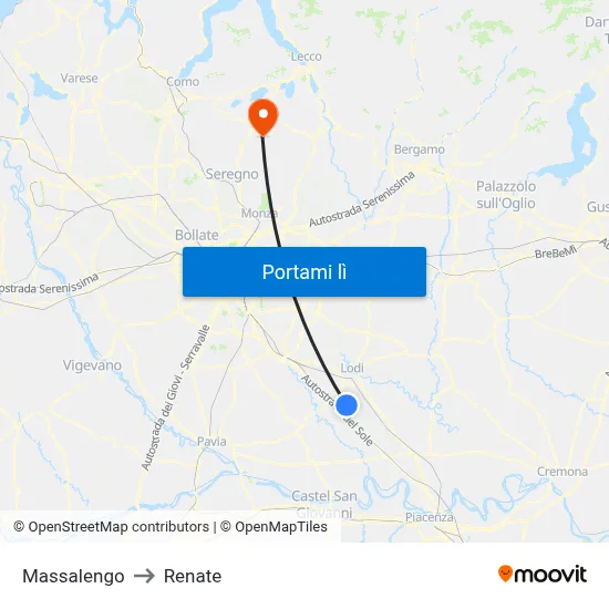 Massalengo to Renate map