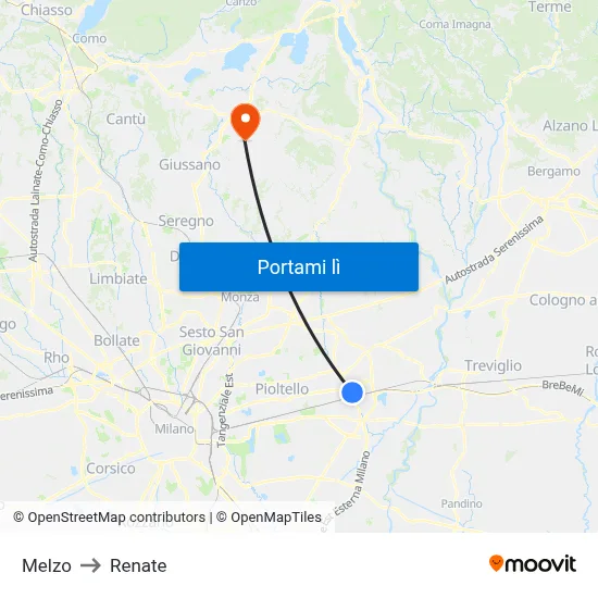 Melzo to Renate map