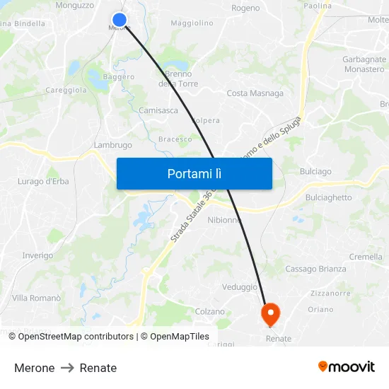 Merone to Renate map