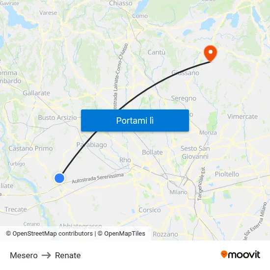 Mesero to Renate map