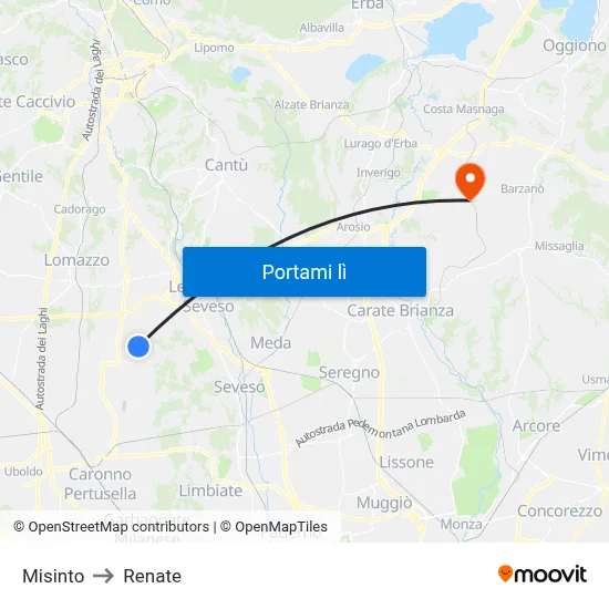 Misinto to Renate map