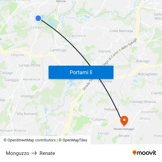 Monguzzo to Renate map