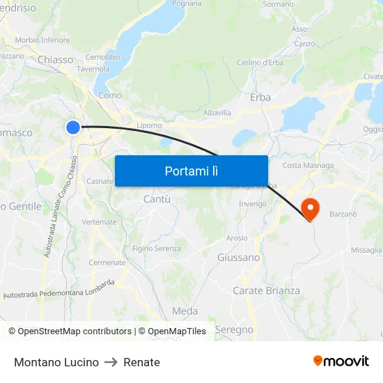 Montano Lucino to Renate map