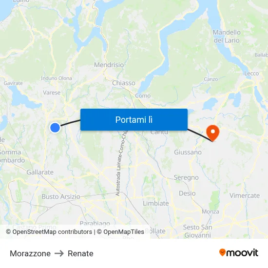 Morazzone to Renate map