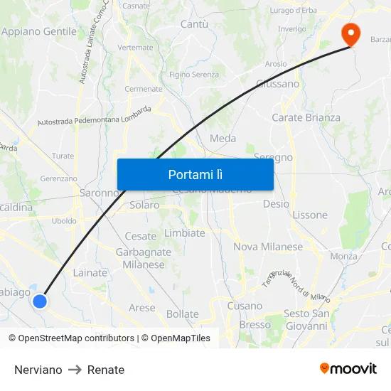 Nerviano to Renate map