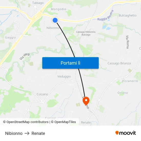 Nibionno to Renate map
