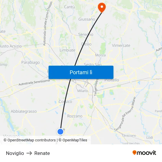 Noviglio to Renate map