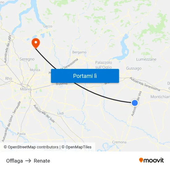 Offlaga to Renate map
