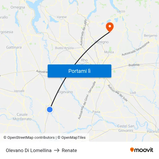 Olevano Di Lomellina to Renate map