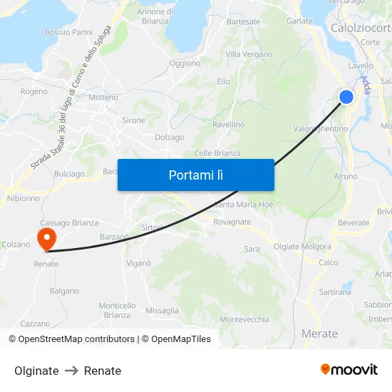 Olginate to Renate map