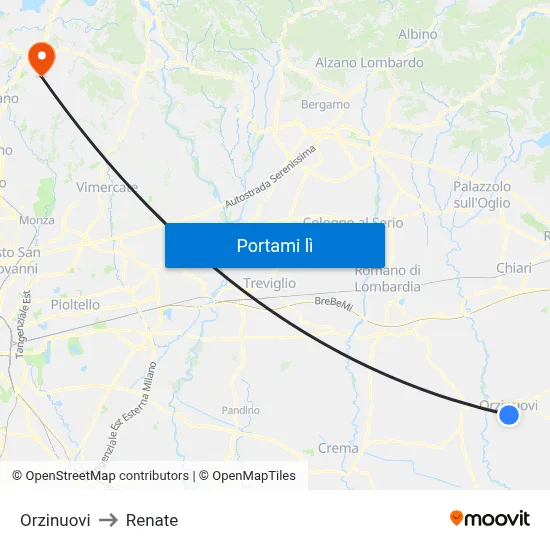 Orzinuovi to Renate map