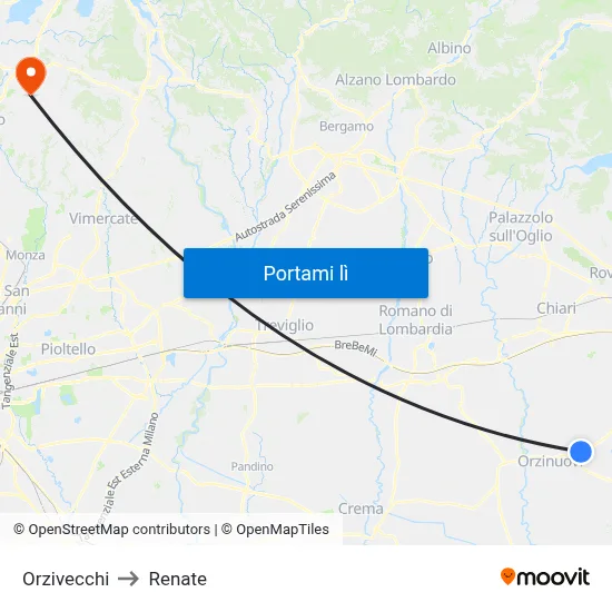 Orzivecchi to Renate map