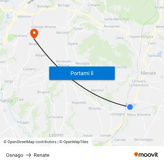 Osnago to Renate map