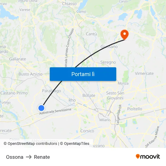 Ossona to Renate map