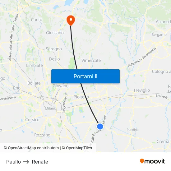 Paullo to Renate map