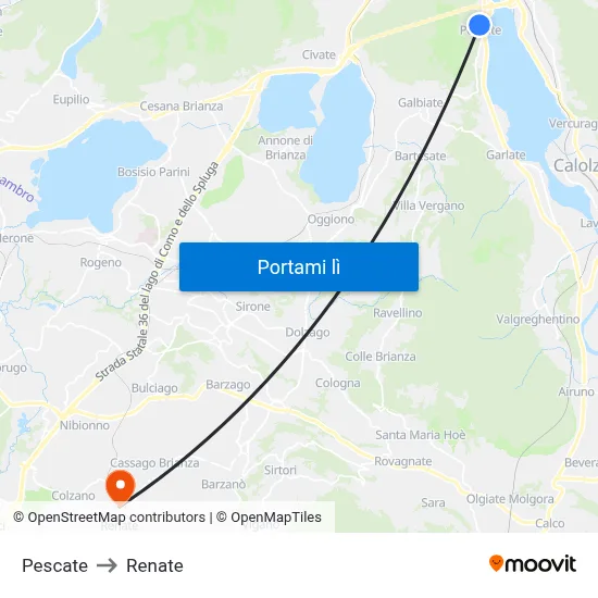Pescate to Renate map
