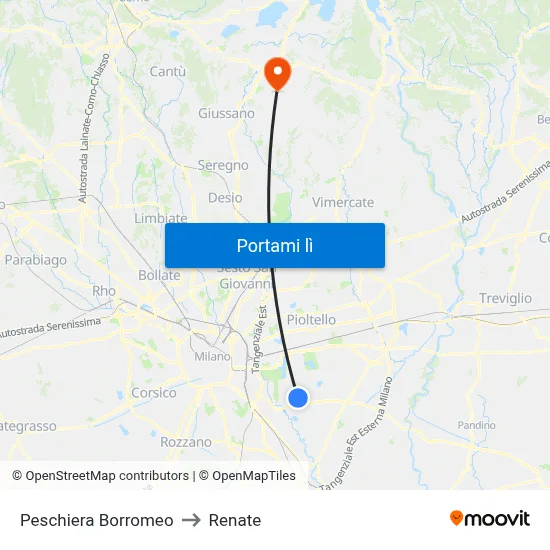 Peschiera Borromeo to Renate map
