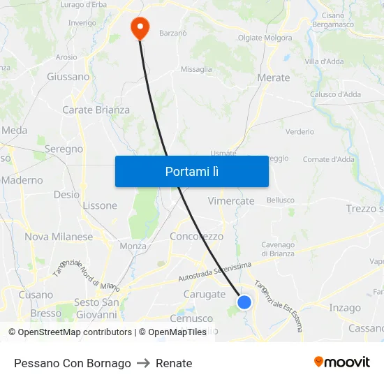 Pessano Con Bornago to Renate map