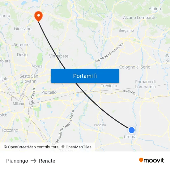 Pianengo to Renate map