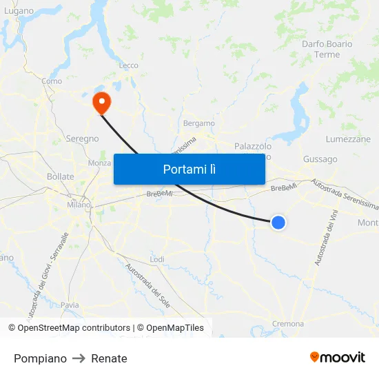 Pompiano to Renate map