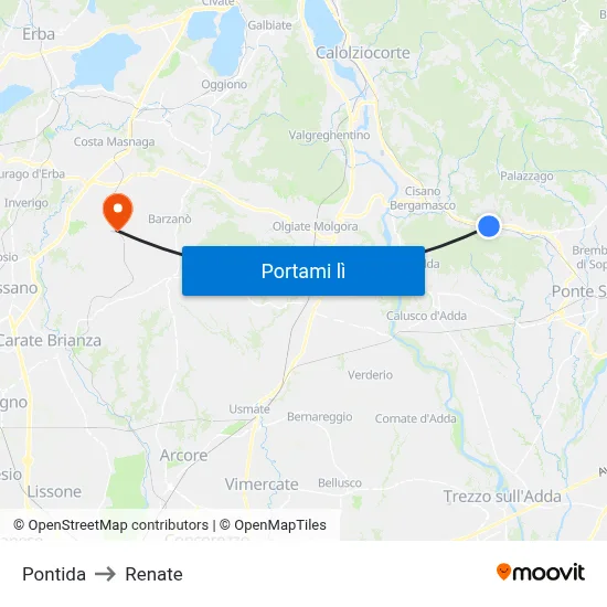 Pontida to Renate map
