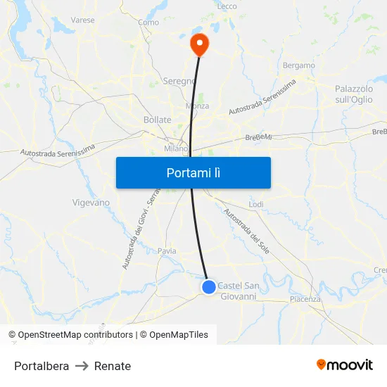 Portalbera to Renate map