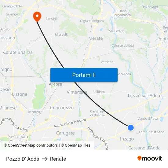 Pozzo D' Adda to Renate map