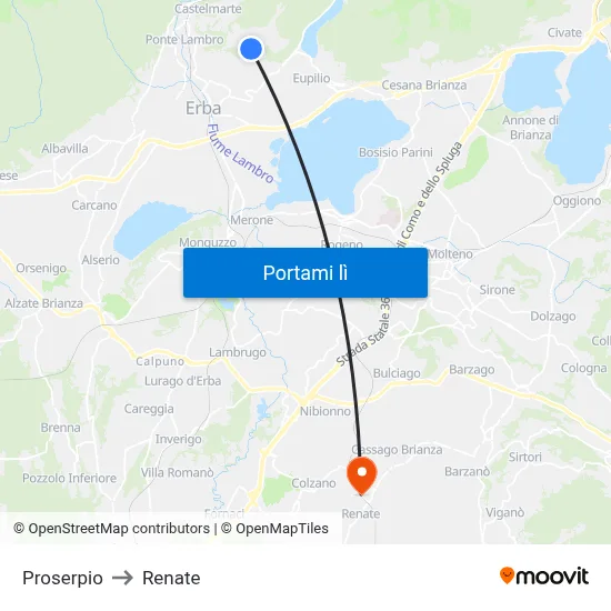 Proserpio to Renate map