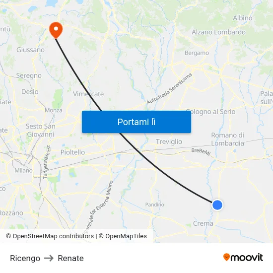 Ricengo to Renate map