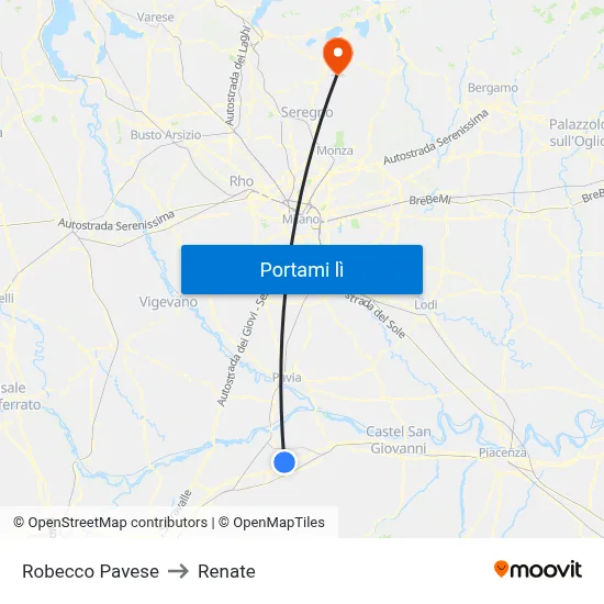 Robecco Pavese to Renate map