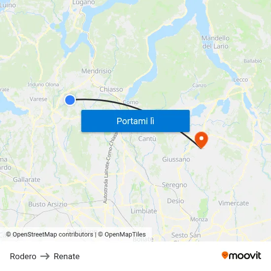 Rodero to Renate map