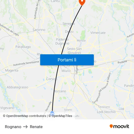 Rognano to Renate map