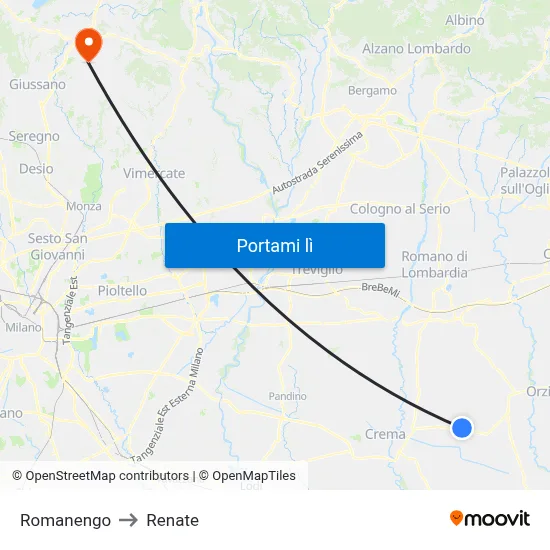 Romanengo to Renate map