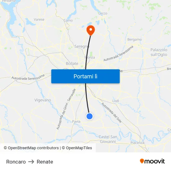 Roncaro to Renate map