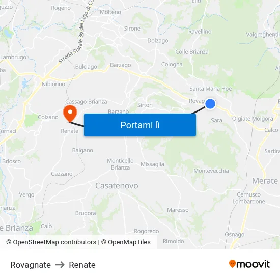 Rovagnate to Renate map