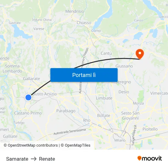 Samarate to Renate map