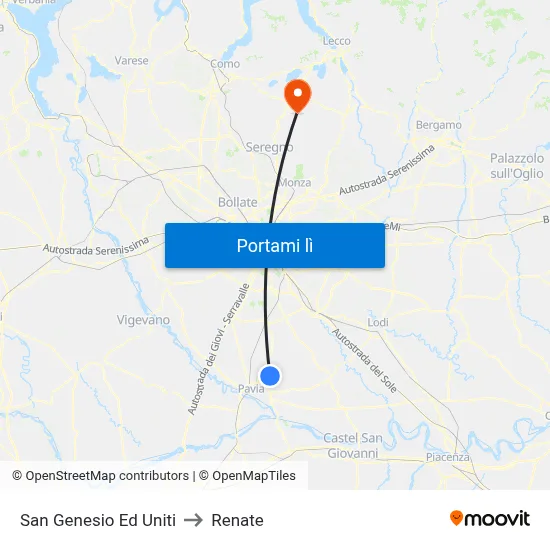 San Genesio Ed Uniti to Renate map