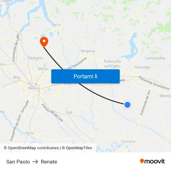 San Paolo to Renate map