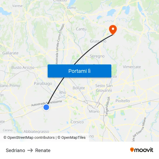 Sedriano to Renate map