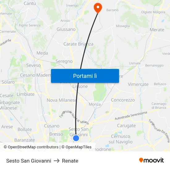 Sesto San Giovanni to Renate map