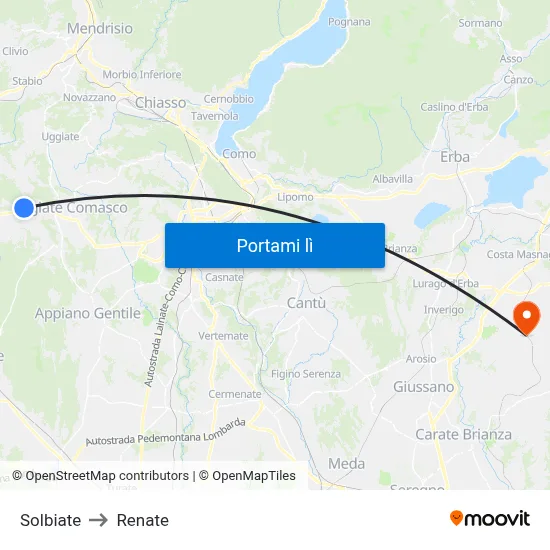Solbiate to Renate map
