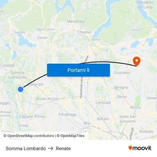 Somma Lombardo to Renate map