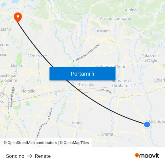 Soncino to Renate map