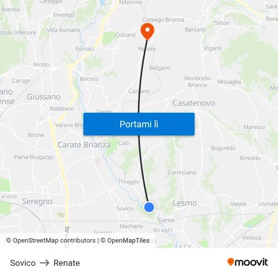 Sovico to Renate map