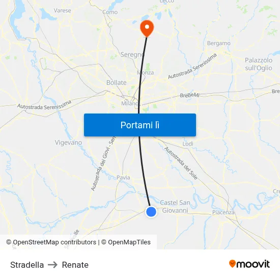 Stradella to Renate map